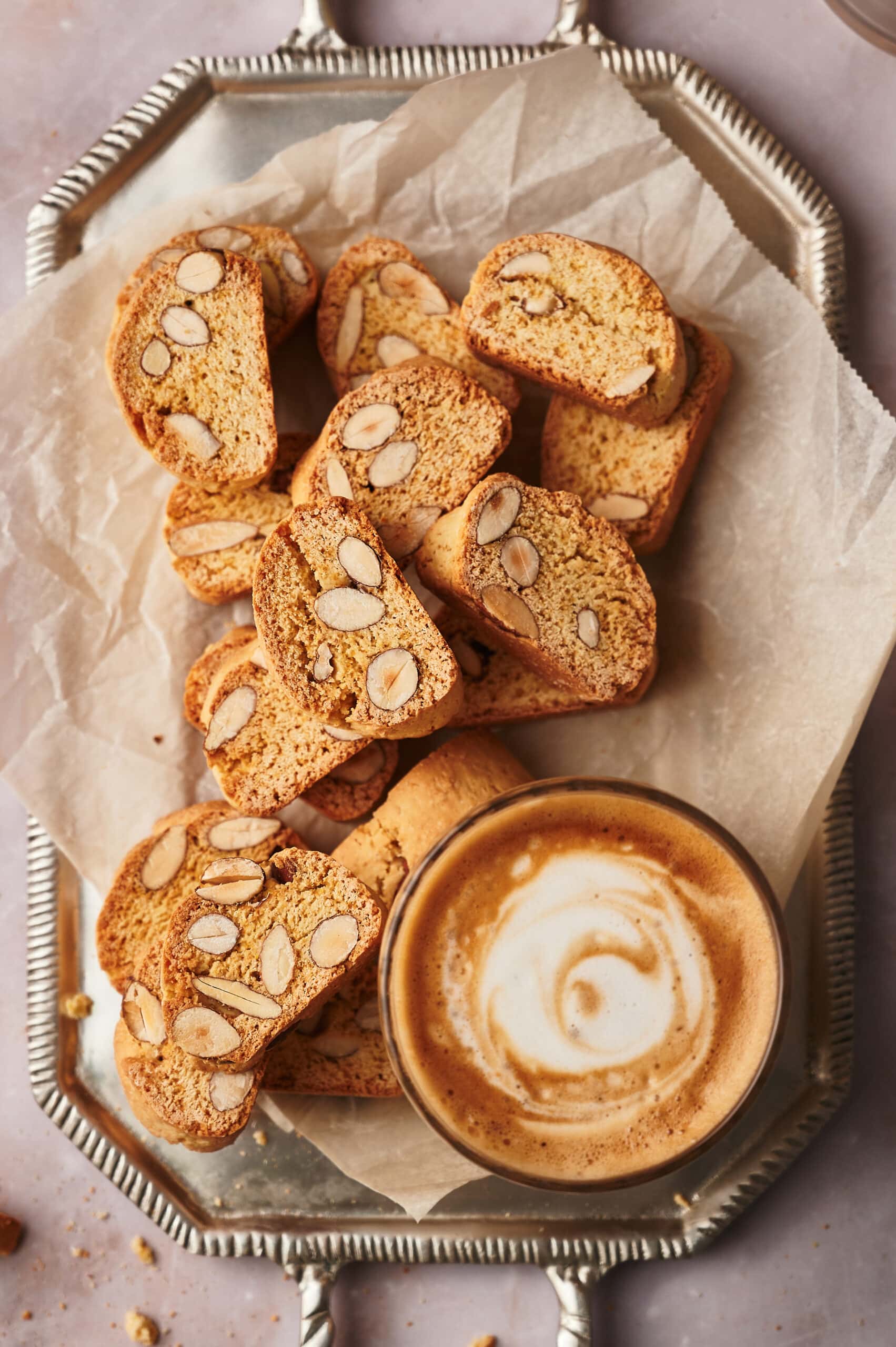 authentic biscotti recipe on a serving table next to a coffee cup