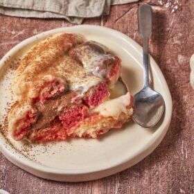 zuppa inglese served on a small plate