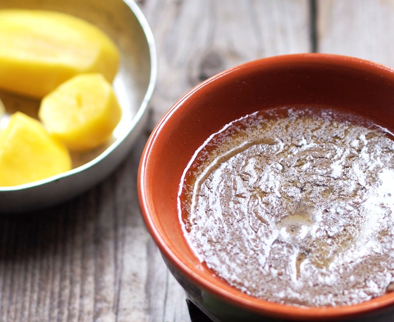 bagna caoda dip and potatoes