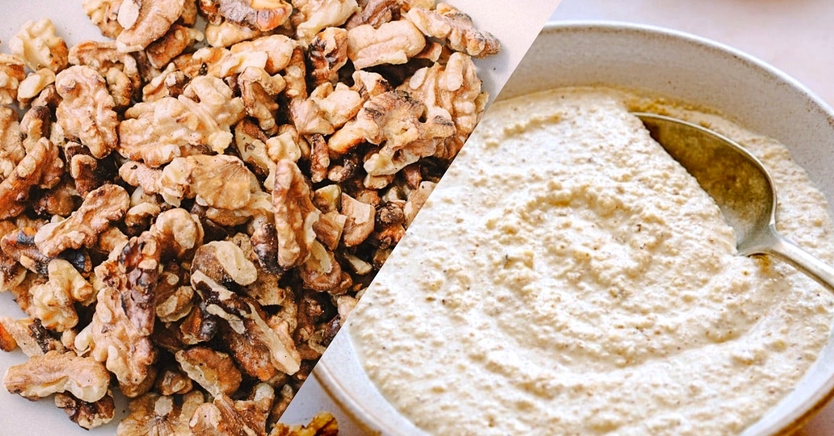 walnut sauce and raw walnut