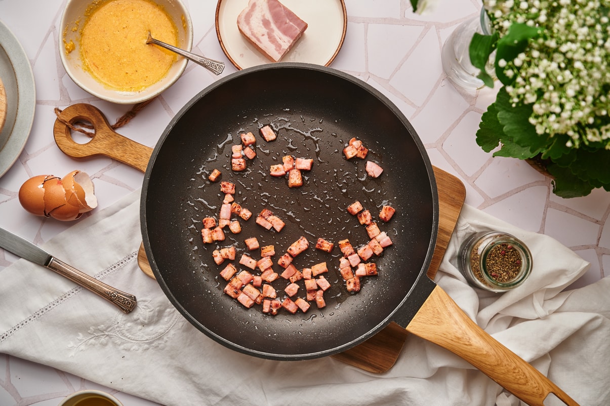 cook the guanciale for the carbonara recipe