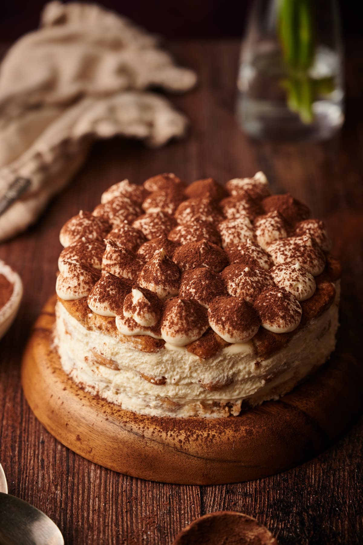 finished no-bake tiramisu cake on a table