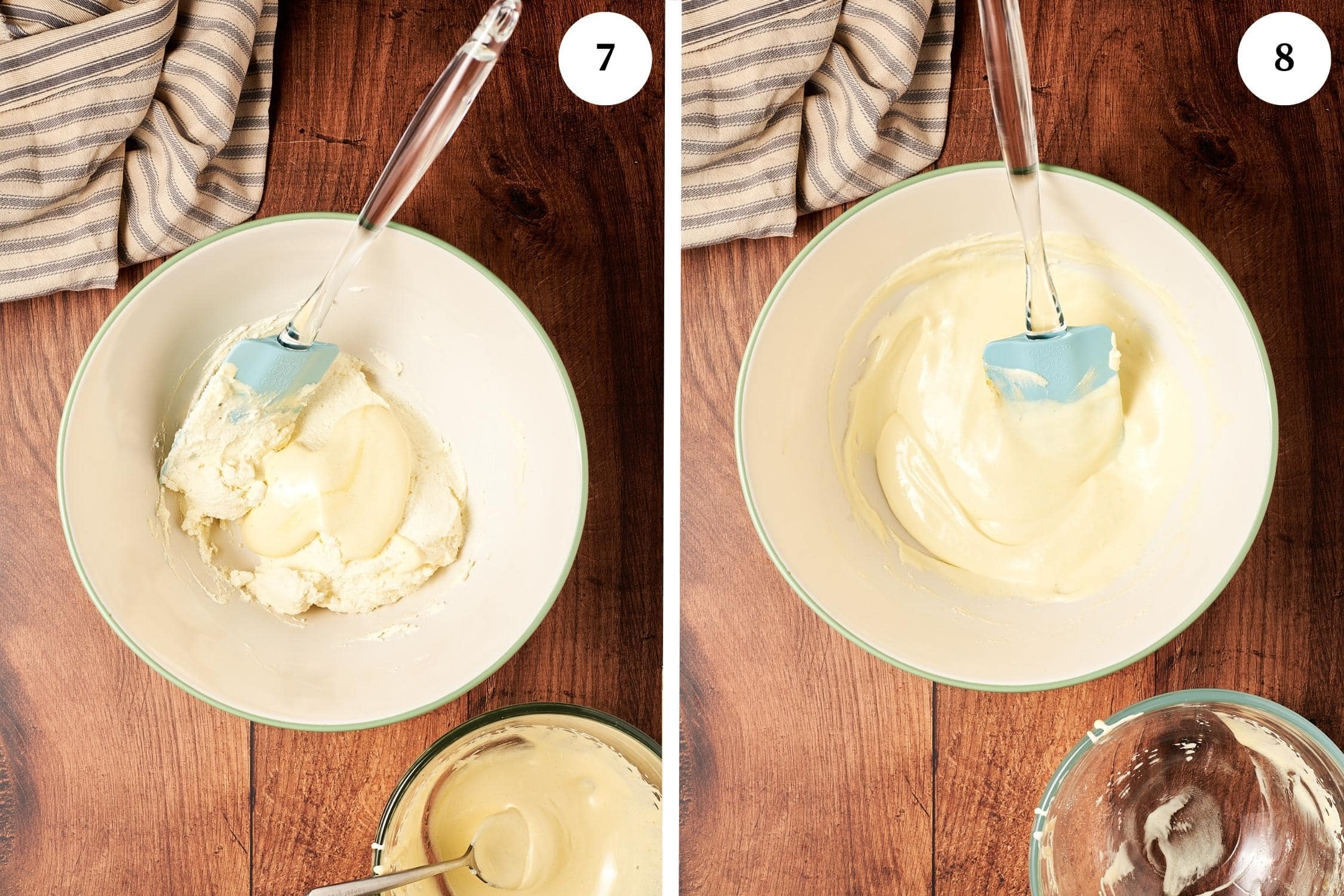 step by step instructions for mascarpone cheese, now fold the  egg yolk mixture with the mascarpone cheese little by little
