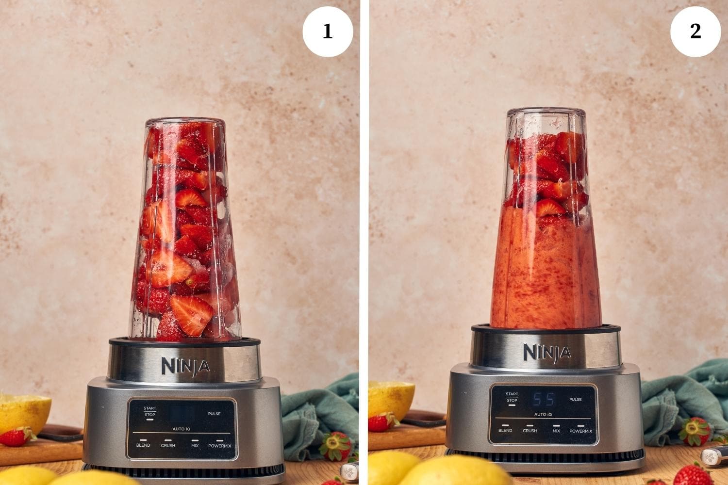 step by step process for making granita, put together the ingredients in the blender and blend until smooth