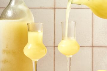 Limoncello poured in two glasses.
