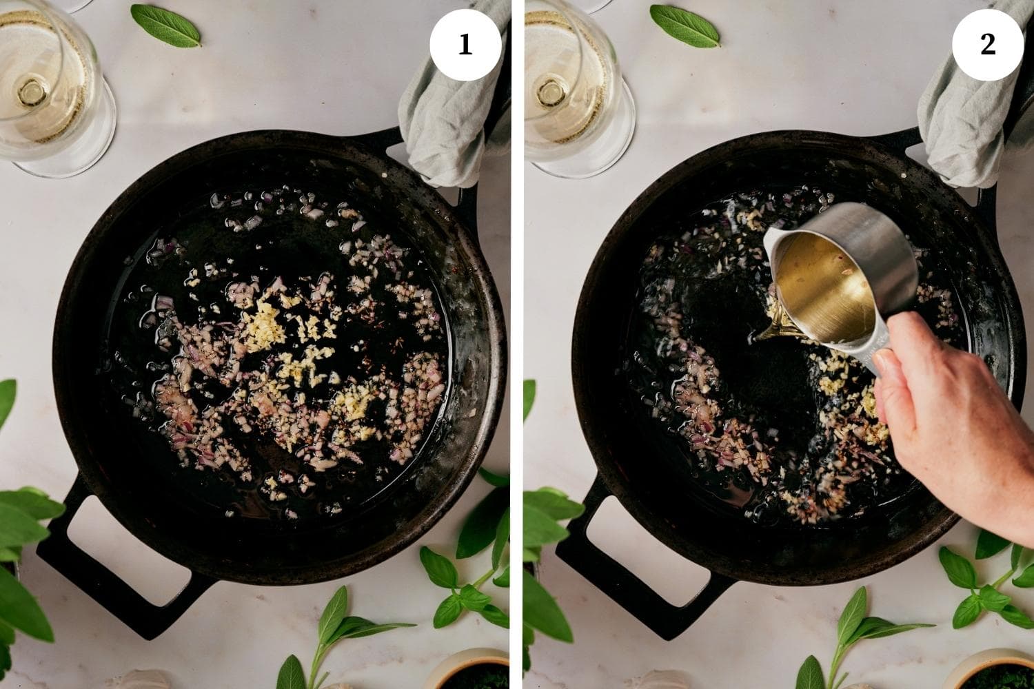 Process of making Lobster Ravioli: Heat the oil in a saucepan over medium heat then add the shallots. Add the white wine.
