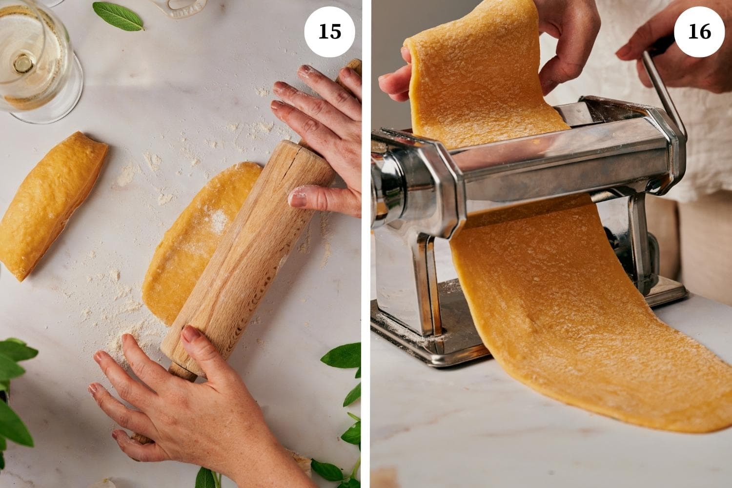 Process of making Lobster Ravioli: use a pasta machine.