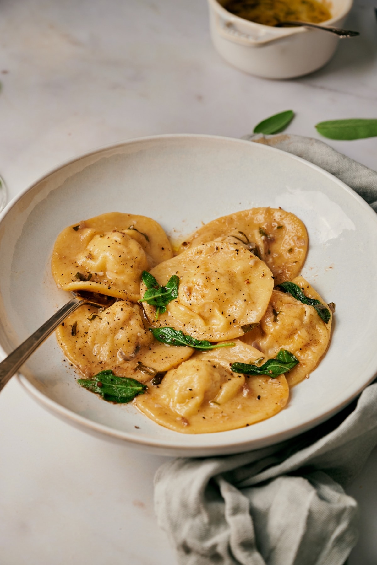 Lobster Ravioli on a serving plate