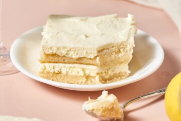 slice of lemon tiramisu on a plate