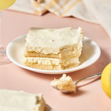 slice of lemon tiramisu on a plate