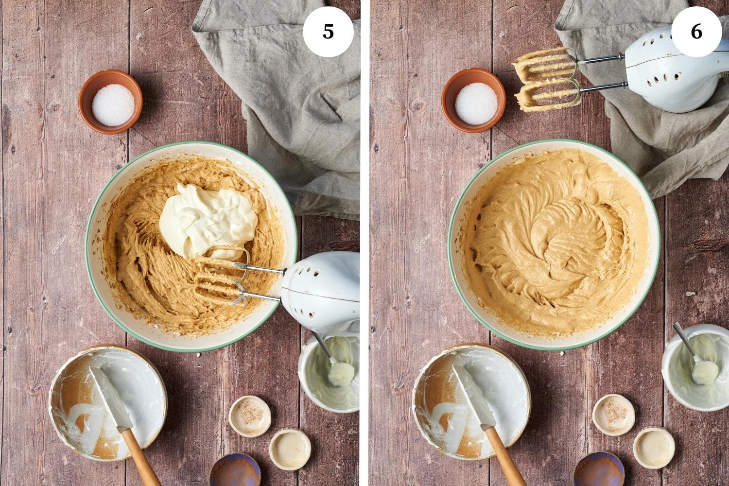 whipped heavy cream added into the mixture, next photo is a well blended mixture