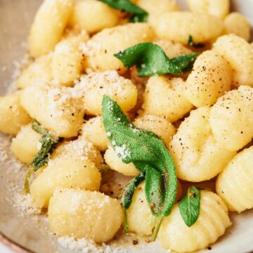 a plate of homemade potato gnocchi