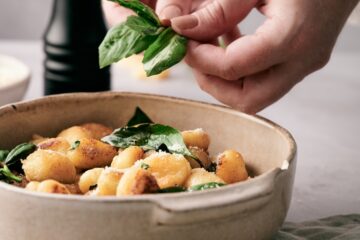 pan-fried gnocchi in a bowl