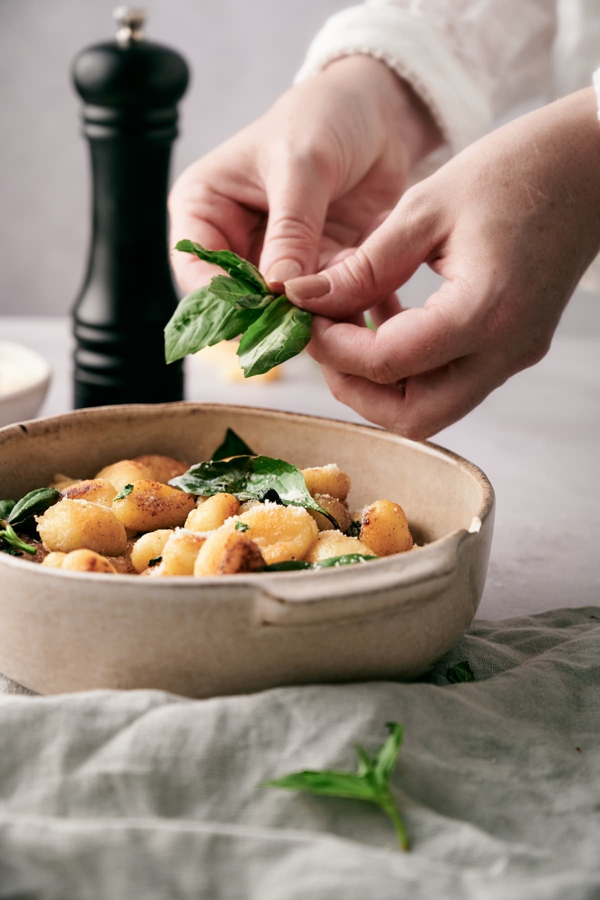 pan-fried gnocchi in a bowl