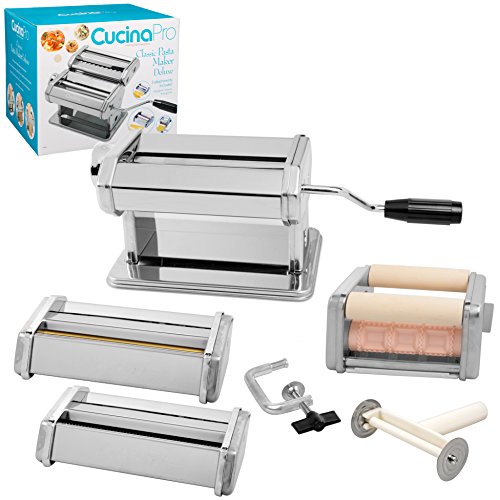 CucinaPro Pasta Machine Maker Deluxe Set with Attachments