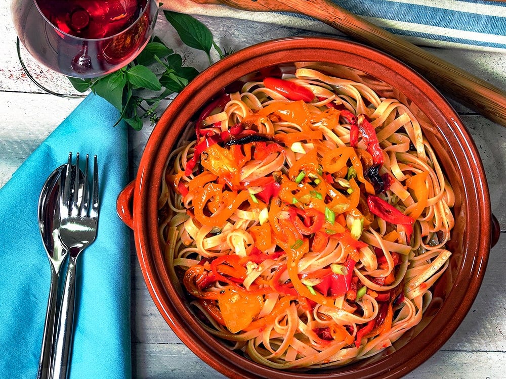 Fettucine Recipe with Bell peppers and cherry tomatoes