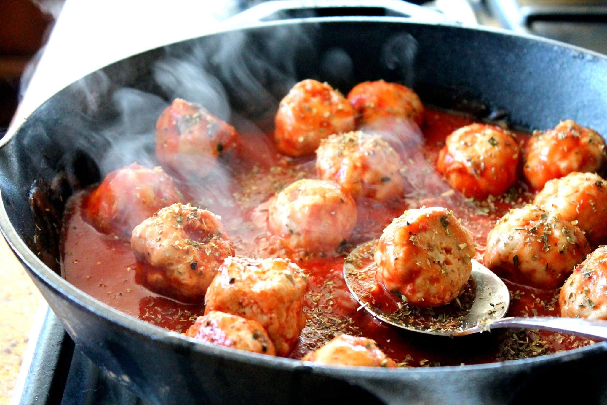 Italian meatballs and sauce are a delicious dish.