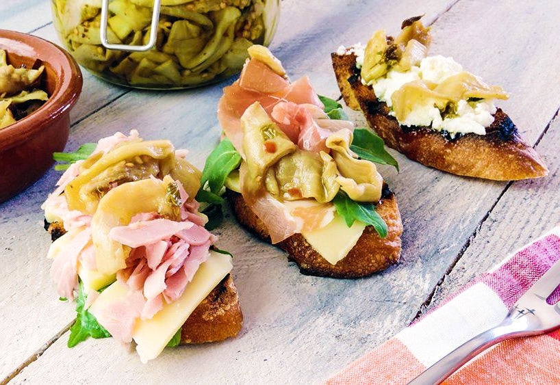 pickled eggplant on crostini