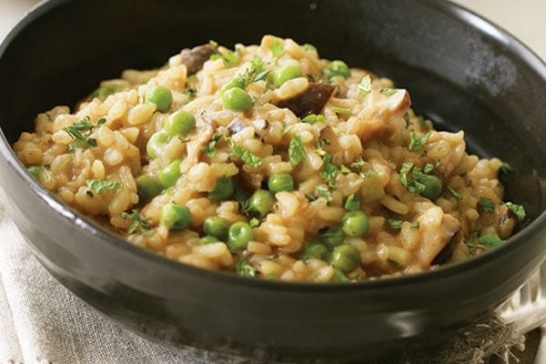 Risotto with mushrooms and peas recipe