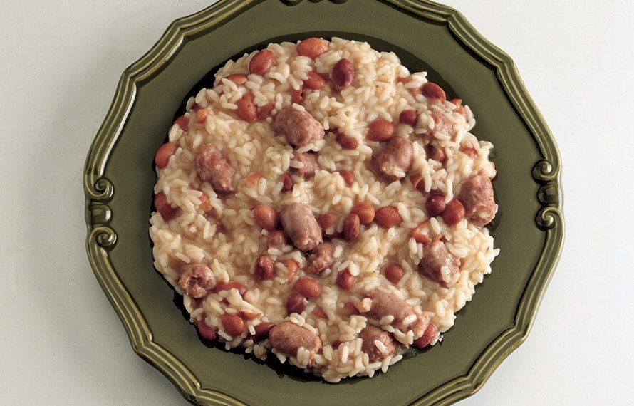 Risotto with Italian sausage is an interesting meal.