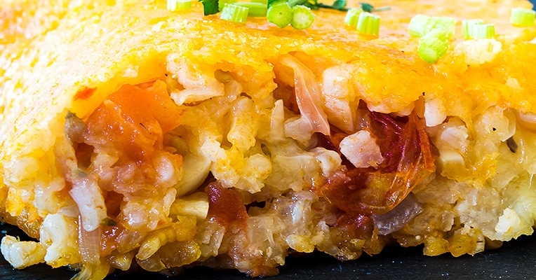 Risotto cake recipe with mozzarella onion and tomato