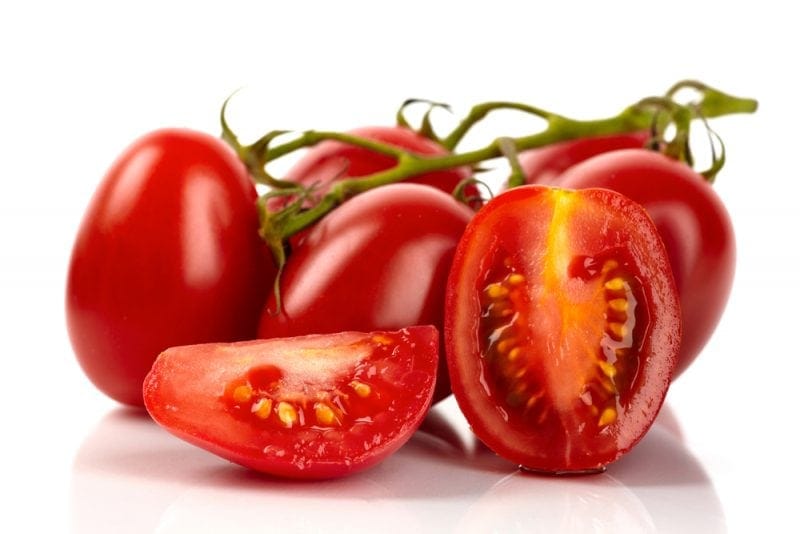 Fresh roma tomatoes cut