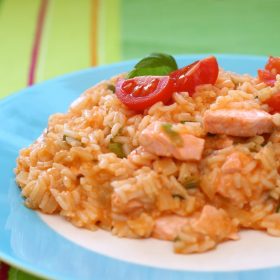 Risotto with salmon
