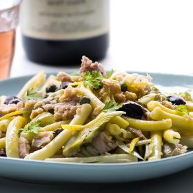 Spaccatelle pasta with Tuna Olives Artichokes Capers