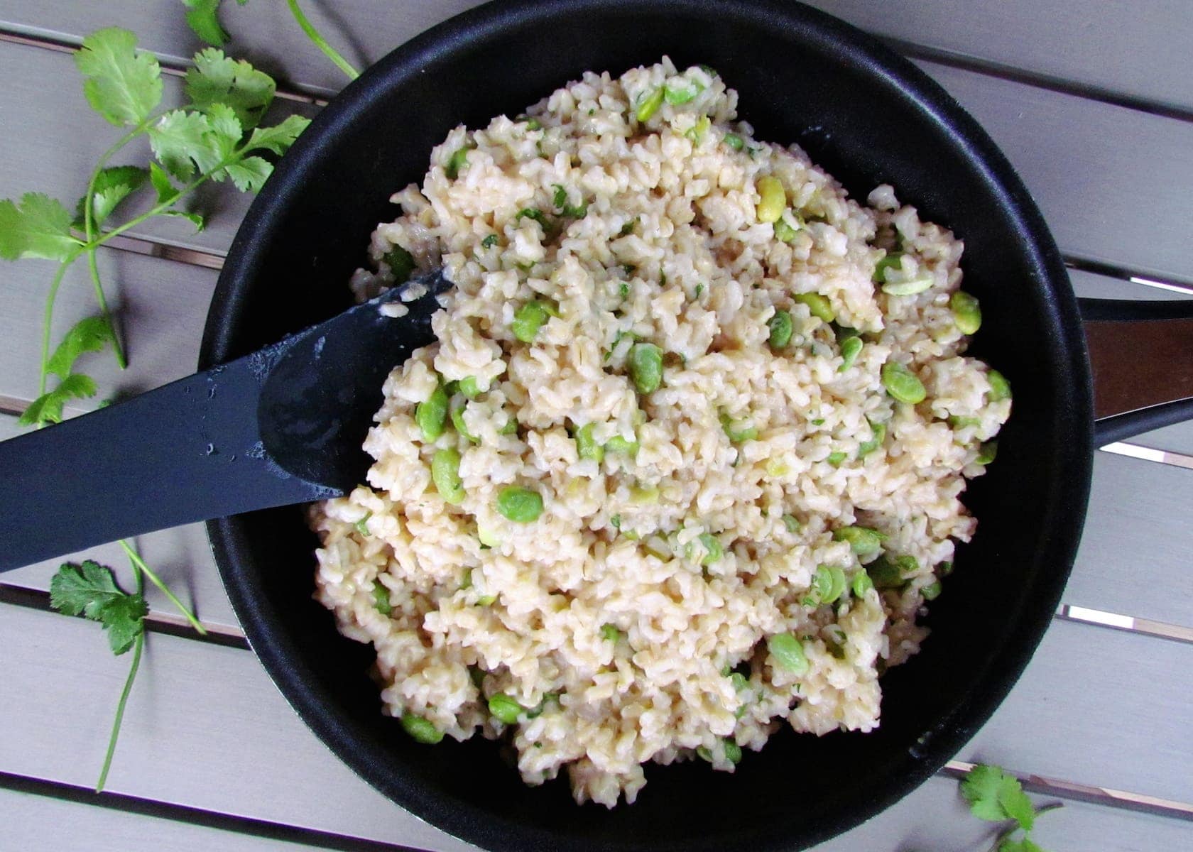 Risotto with edamame