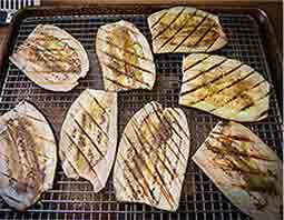 grilled eggplant on a table
