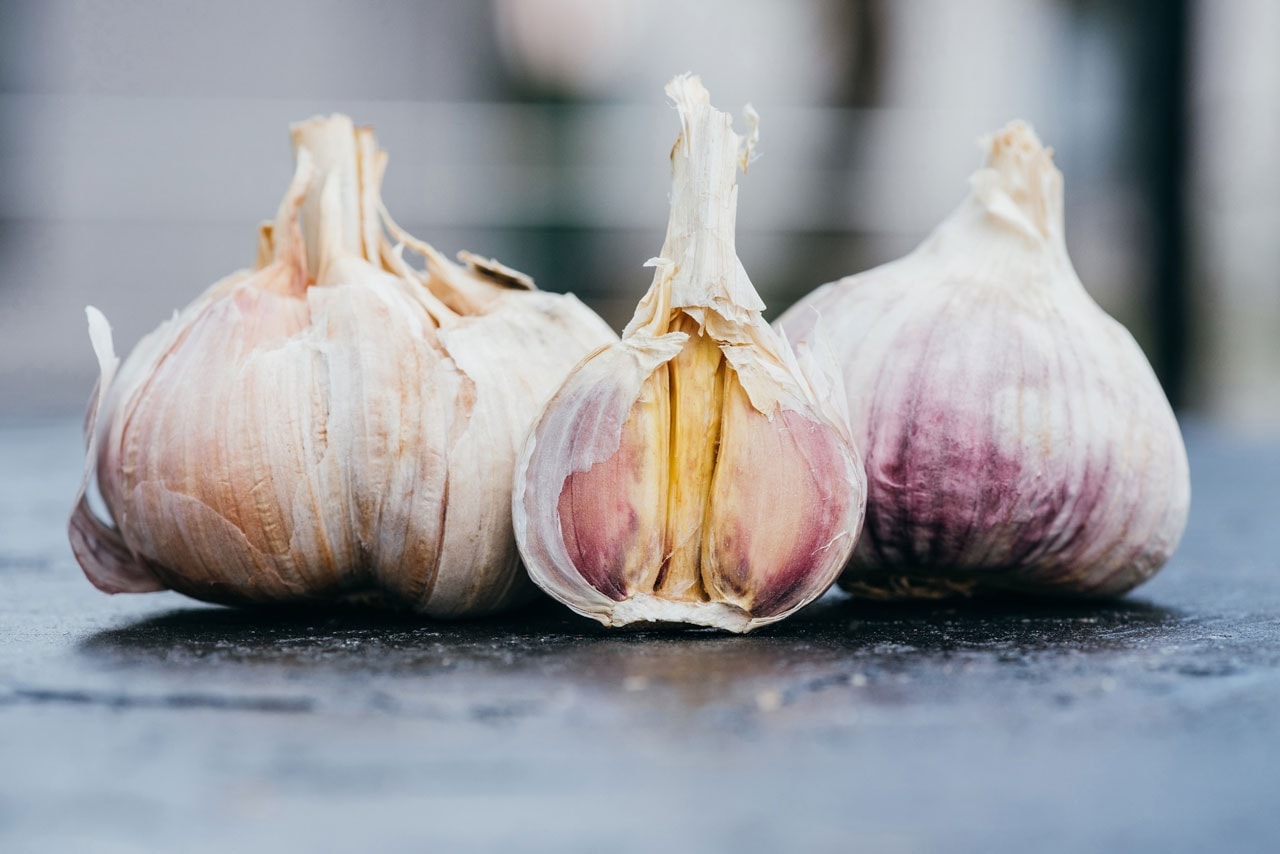 Garlic cloves on a table