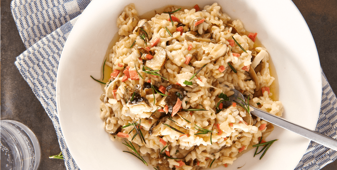 risotto with ham and mushrooms recipe